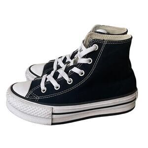 CONVERSE Chuck Taylor All Star Youth Girls Size 1 Black White Lift Sneakers